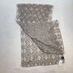 Crochet Scarf Taupe Subtle Gold Metallic Accent For Sparkle